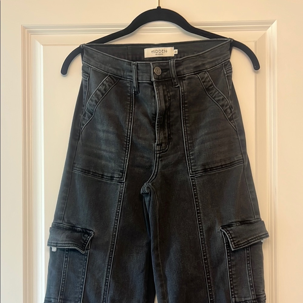 Black Straight Leg Pants with Utility Details